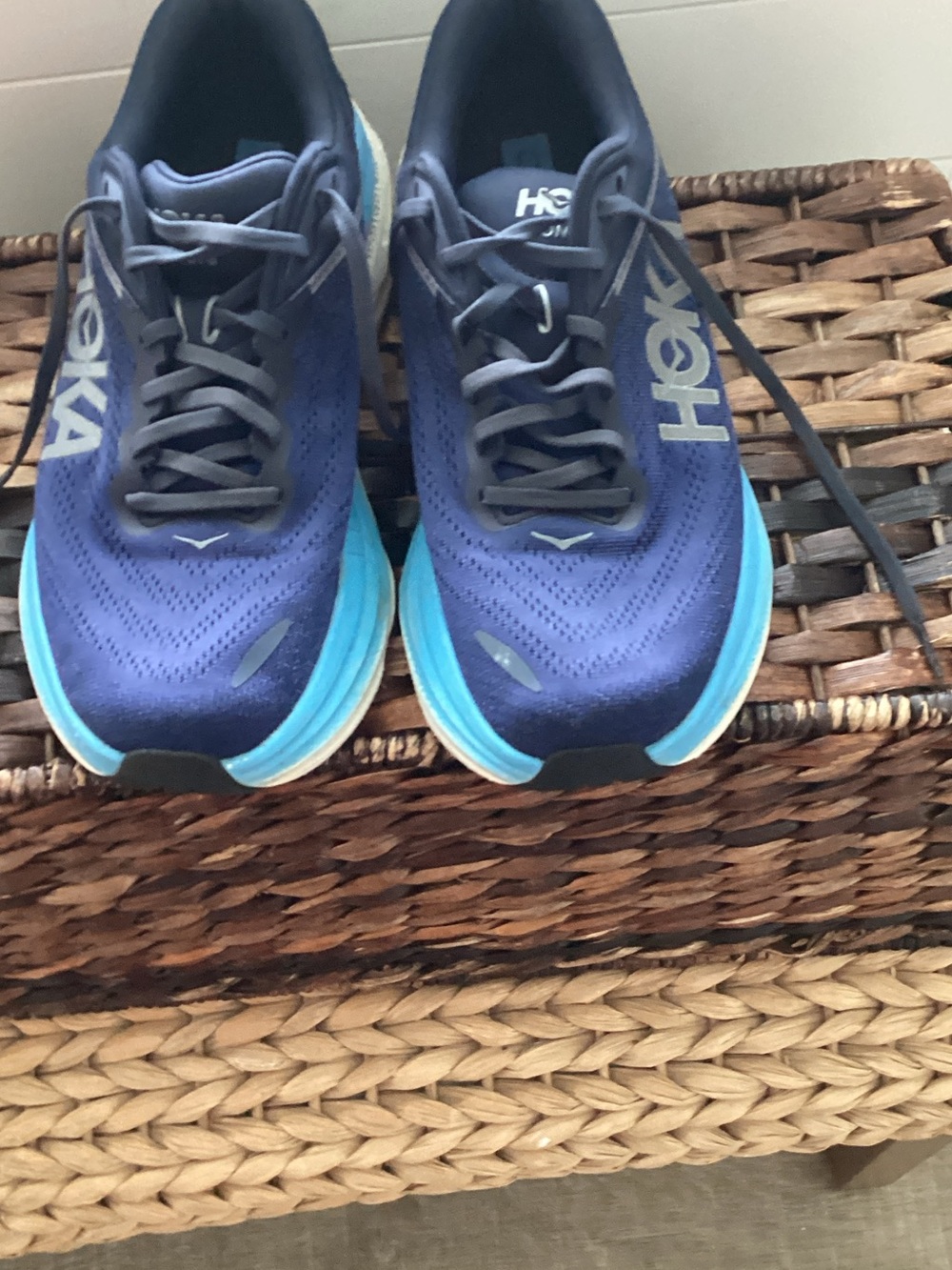 Hoka Men's Navy and Light Blue Cushioned Running Shoes - Picture 6 of 11